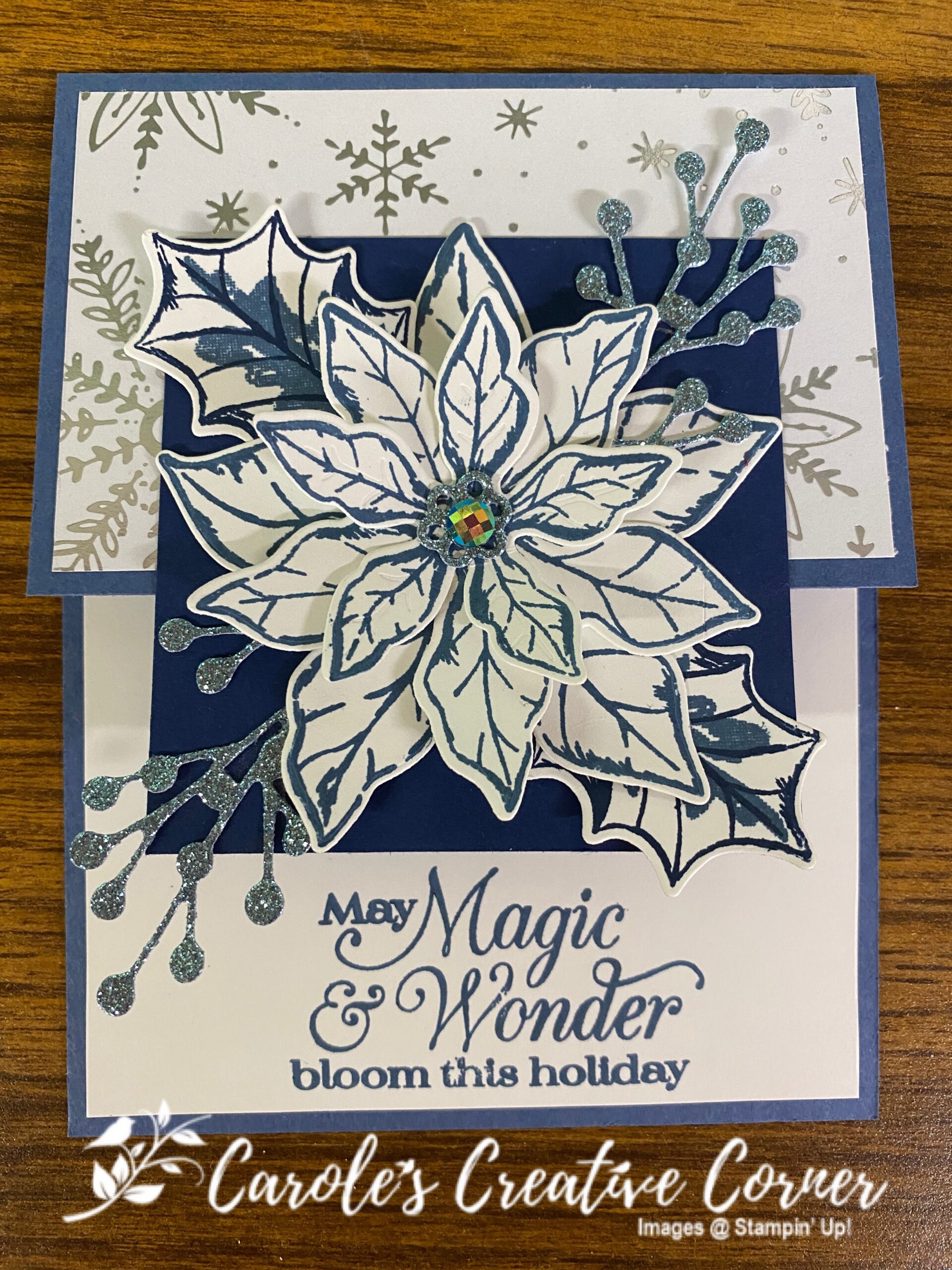 Poinsettia Petals Misty Moonlight Card